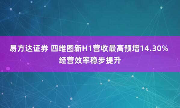 易方达证券 四维图新H1营收最高预增14.30% 经营效率稳步提升